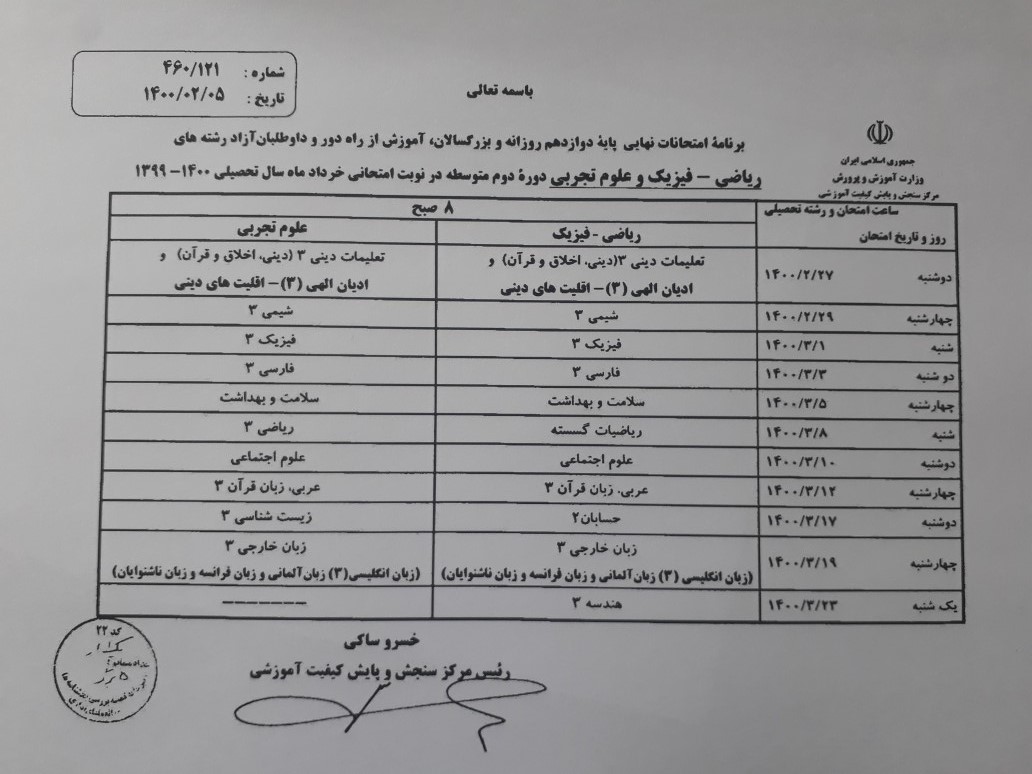 نکات کلیدی ومهم قبل آزمون نهایی
